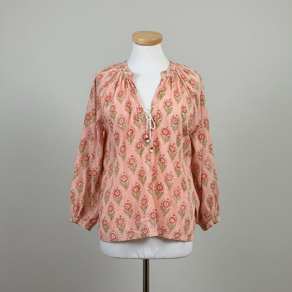 Emerson Fry India Collection peach floral blouse, size S